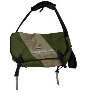 Jandd Hurricane Iniki Bike Messenger Bag Tan Green Commuter Reflective 19x12